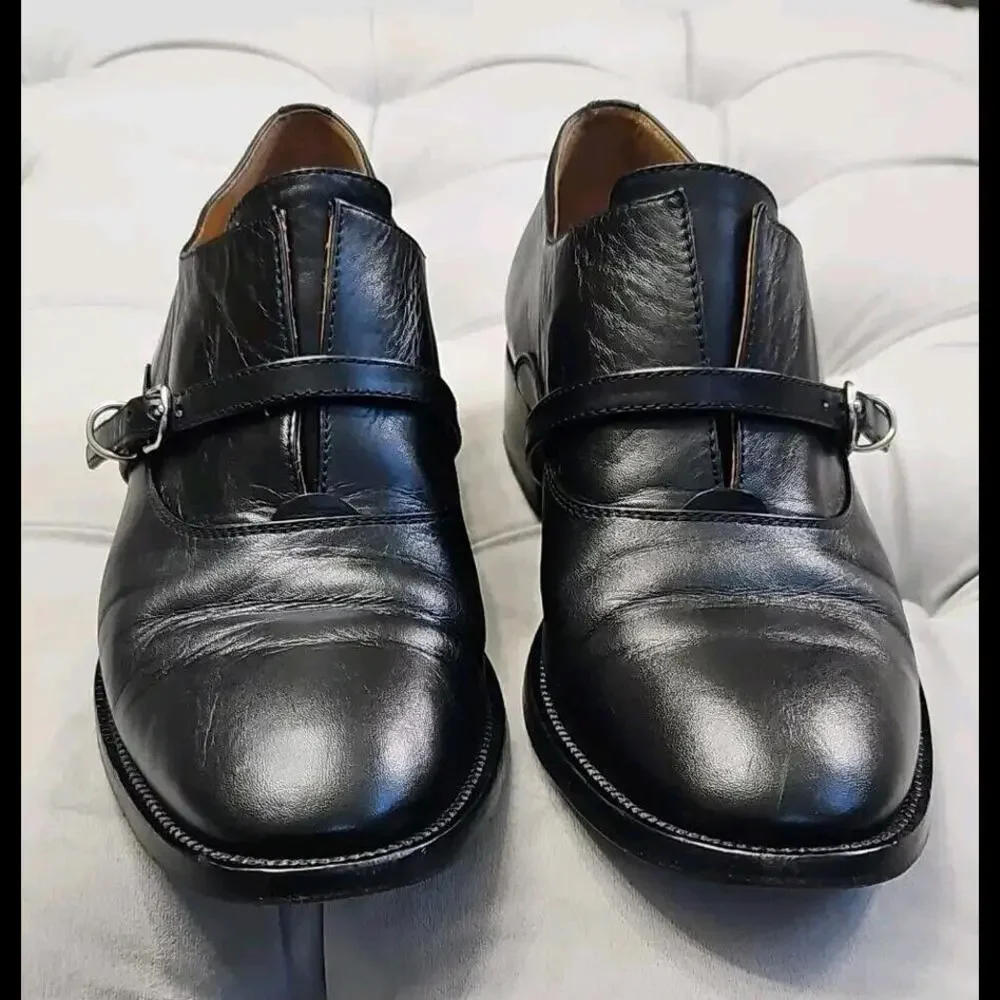 Balenciaga Paris Papier Derby Oxford Black Leather Skinny Buckle Womens Shoes 40 - Picture 7 of 16